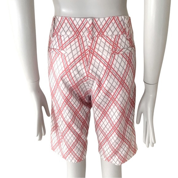 GG BLUE Golf Shorts Diamond Plaid Long Short Red White Grey Size 6 - Picture 7 of 16